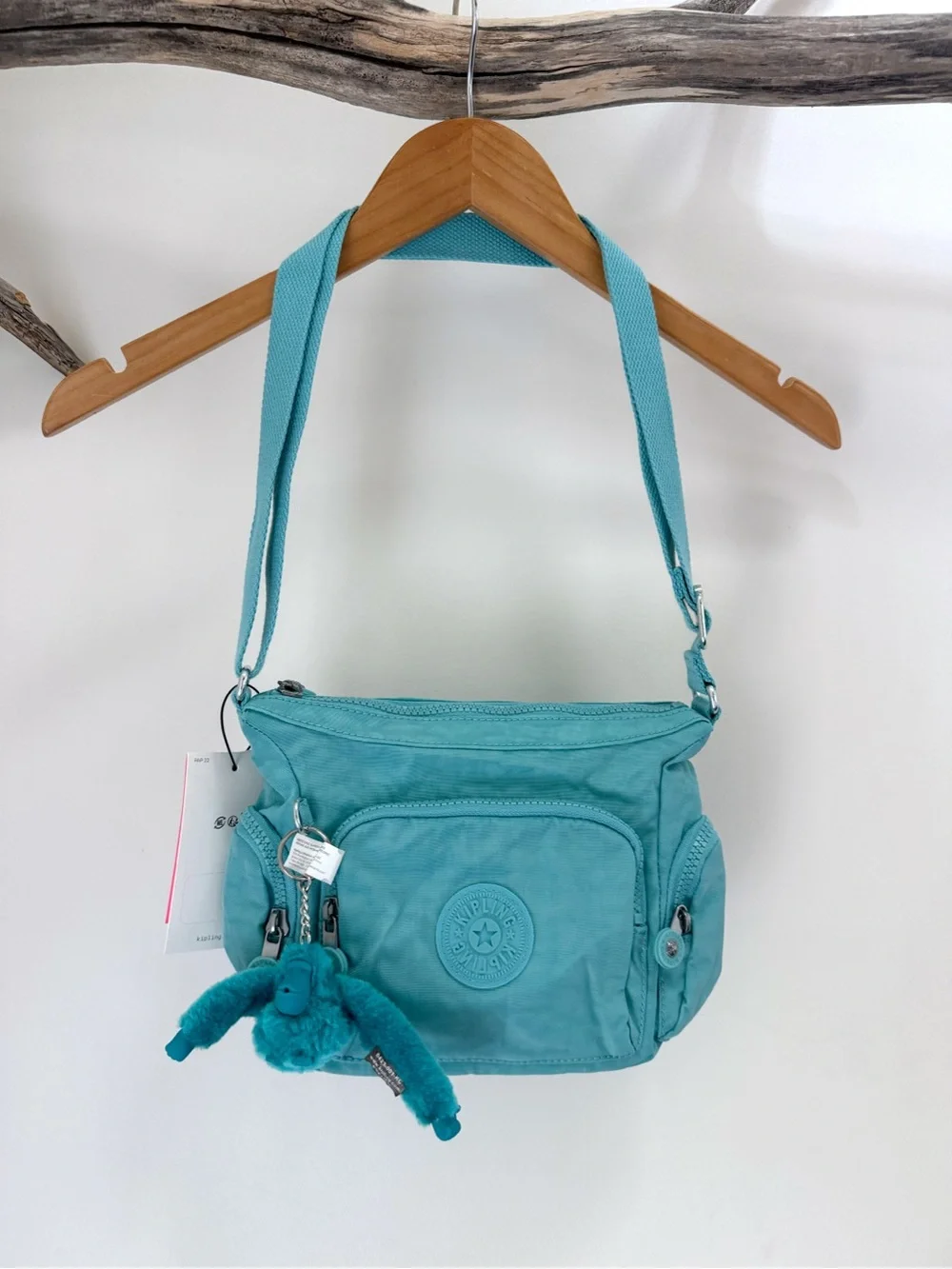 Kipling | Gabbie Mini Crossbody Bag Purse Deepest Aqua Blue Nylon Monkey NWT New